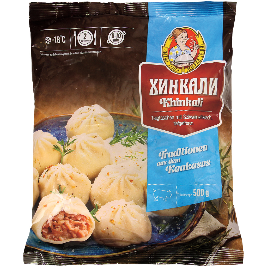 Пельмени "Хинкали" с начинкой (52%) из свинины (30,4%) с доб