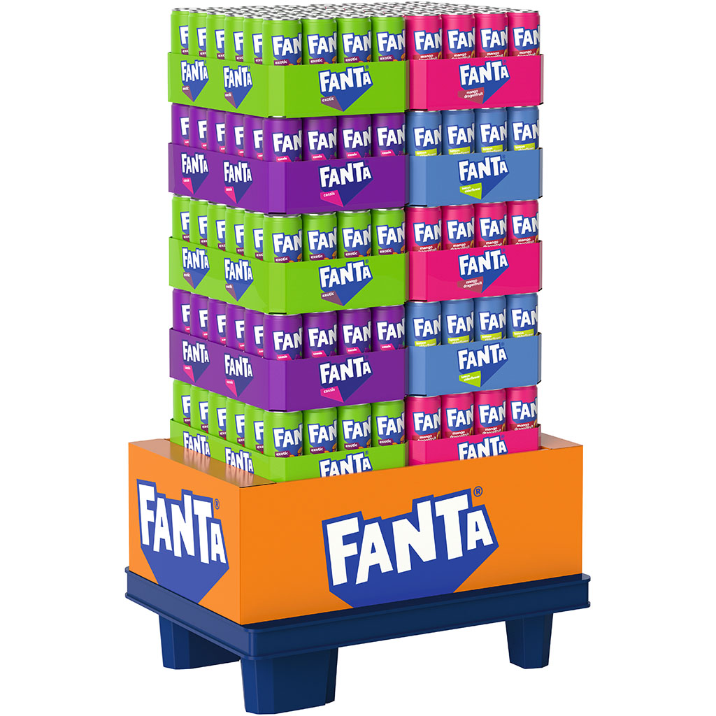 Mix Display - Verfrissingsdrank Fanta, 4 smaken, 240 blikjes x 0,33L