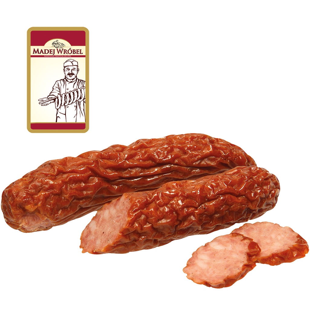 Jägerwurst-brühwurst volgens Pools recept, middelgrof, gerookt, gedroogd "Kielbasa mysliwska z szynki"