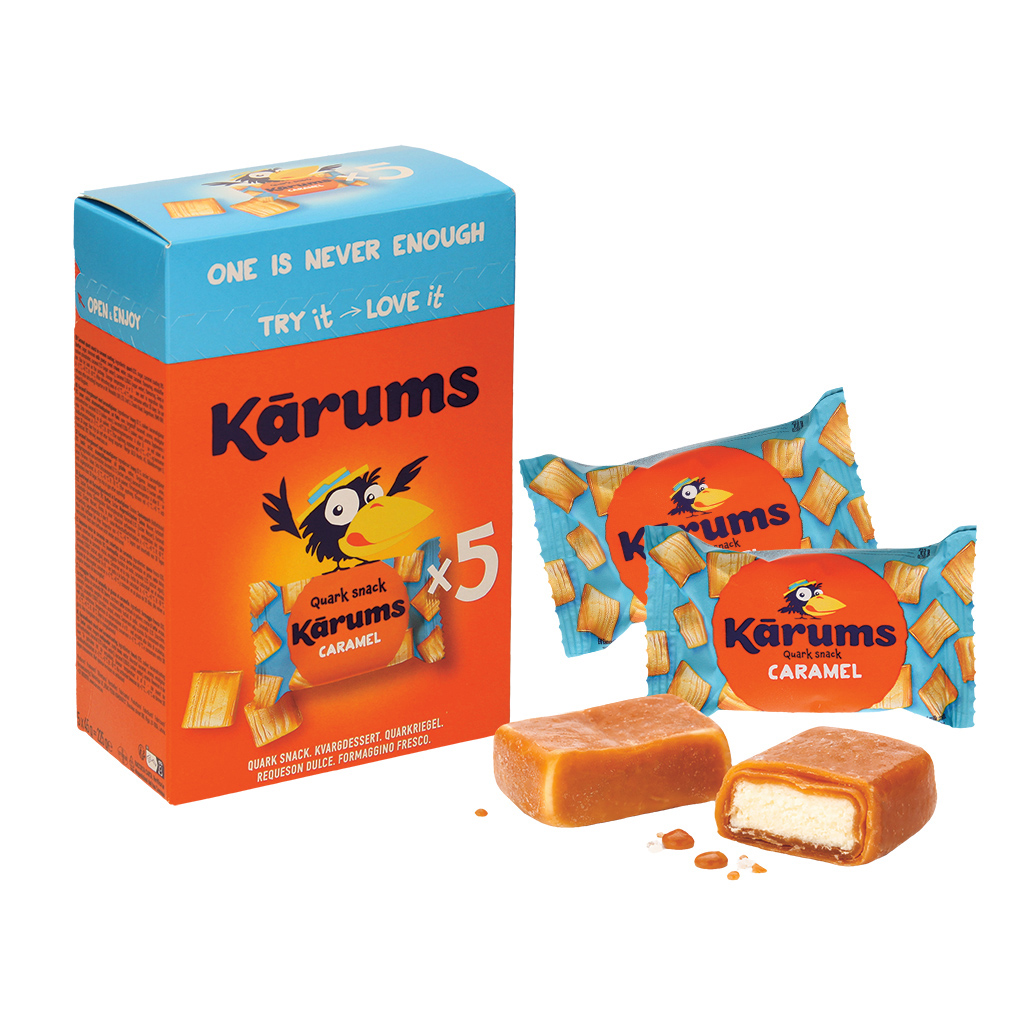 Quarkrepen met karamel smaak in karamelglazuur, diepgevroren