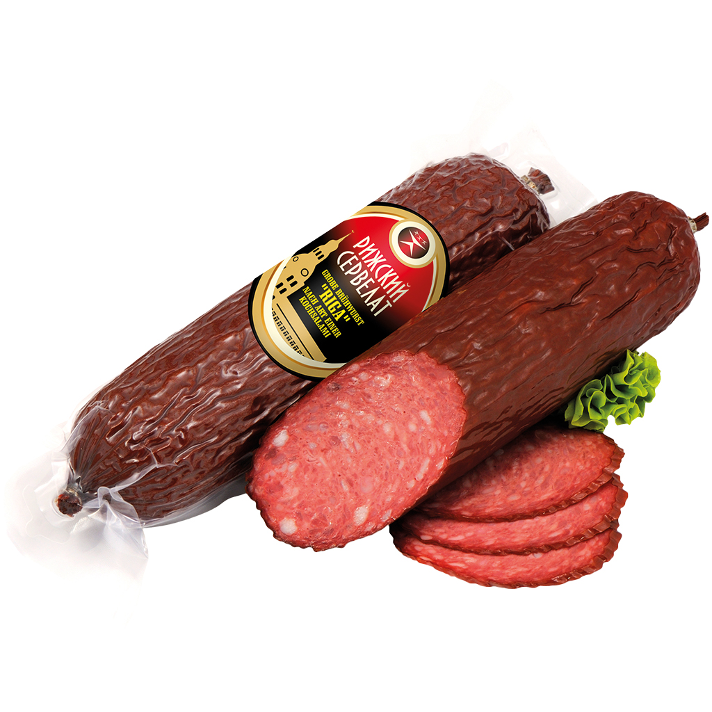 Grobe Brühworst "Riga" naar de stijl van een kooksalami