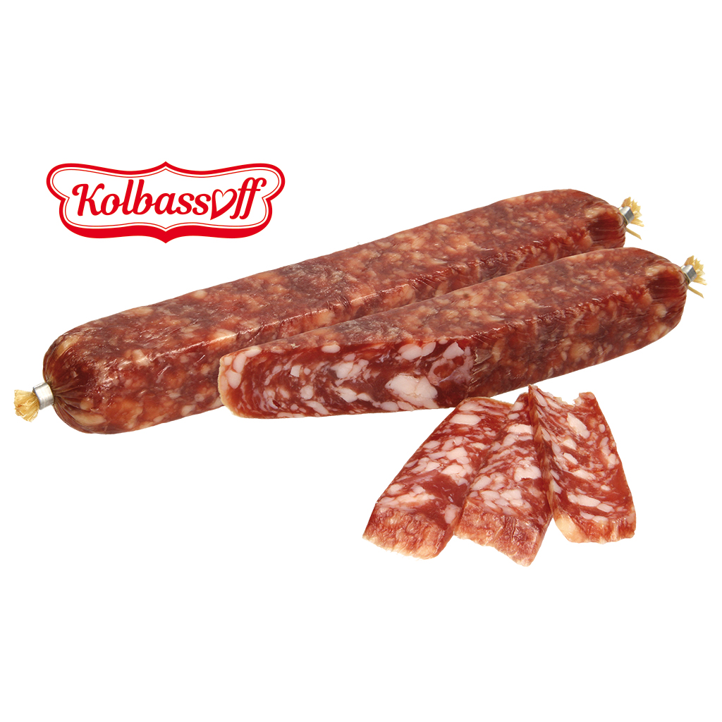 Rohwurst "Originalnaja" naar de stijl van een Plockwurst, luchtgedroogd