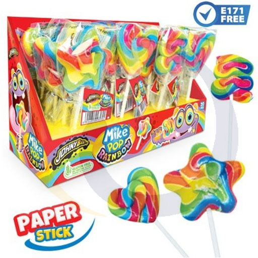 Johny Bee lollypop mike pop regenboog 30g / 20st Mada Sweet