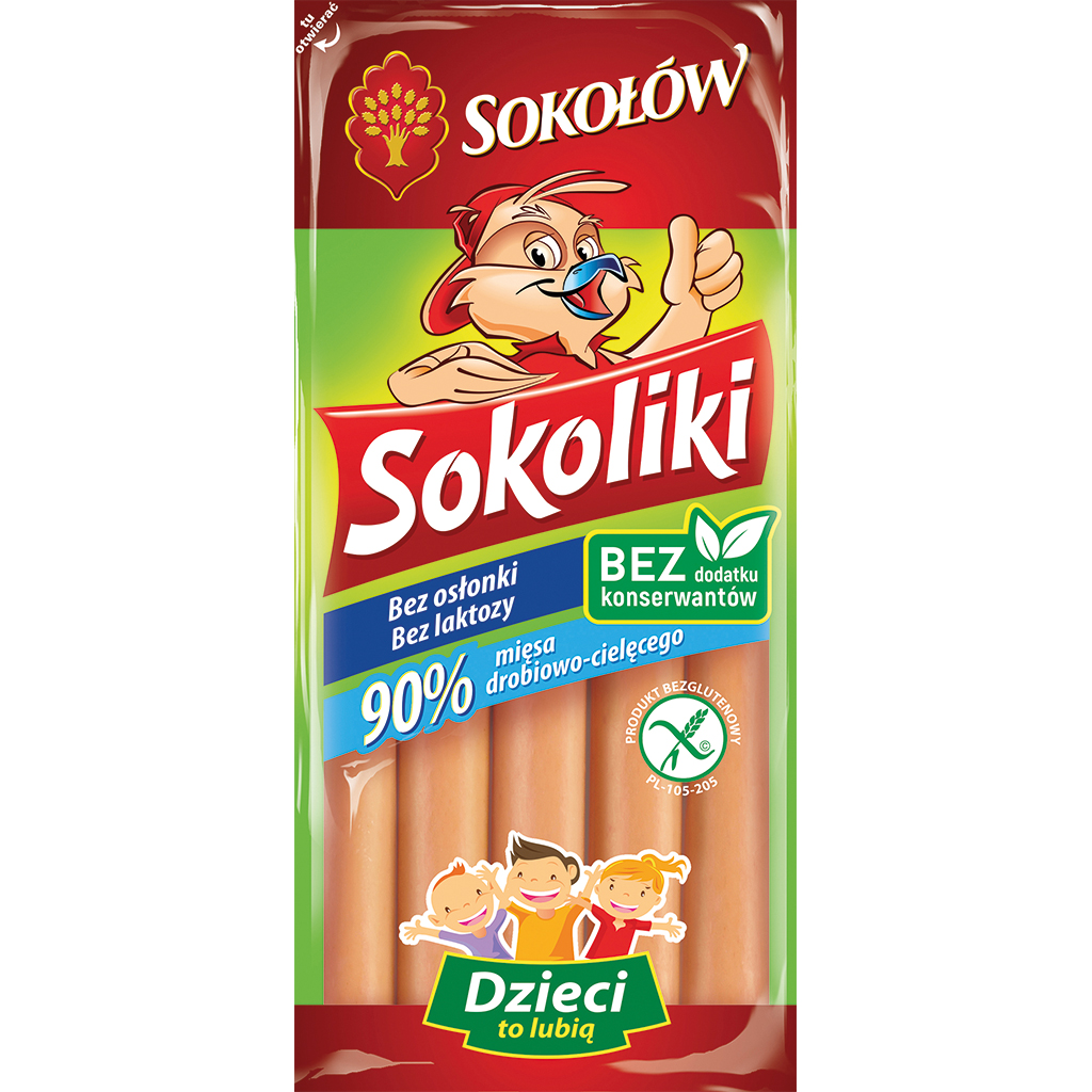 "SOKOLIKI" Сосиски куриные с телятиной. Копчёные, без оболоч