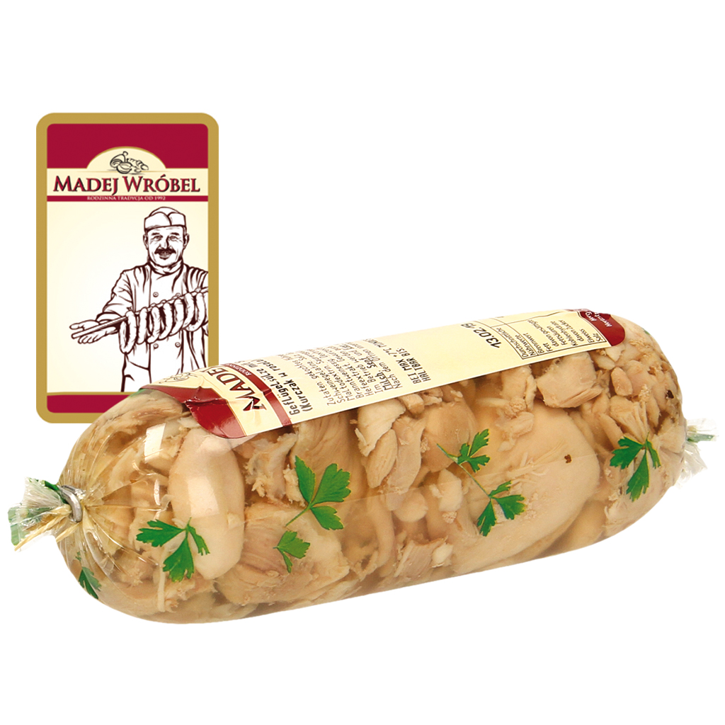 Vleesgelei met varkensgelatine "Kip in bouillon"
