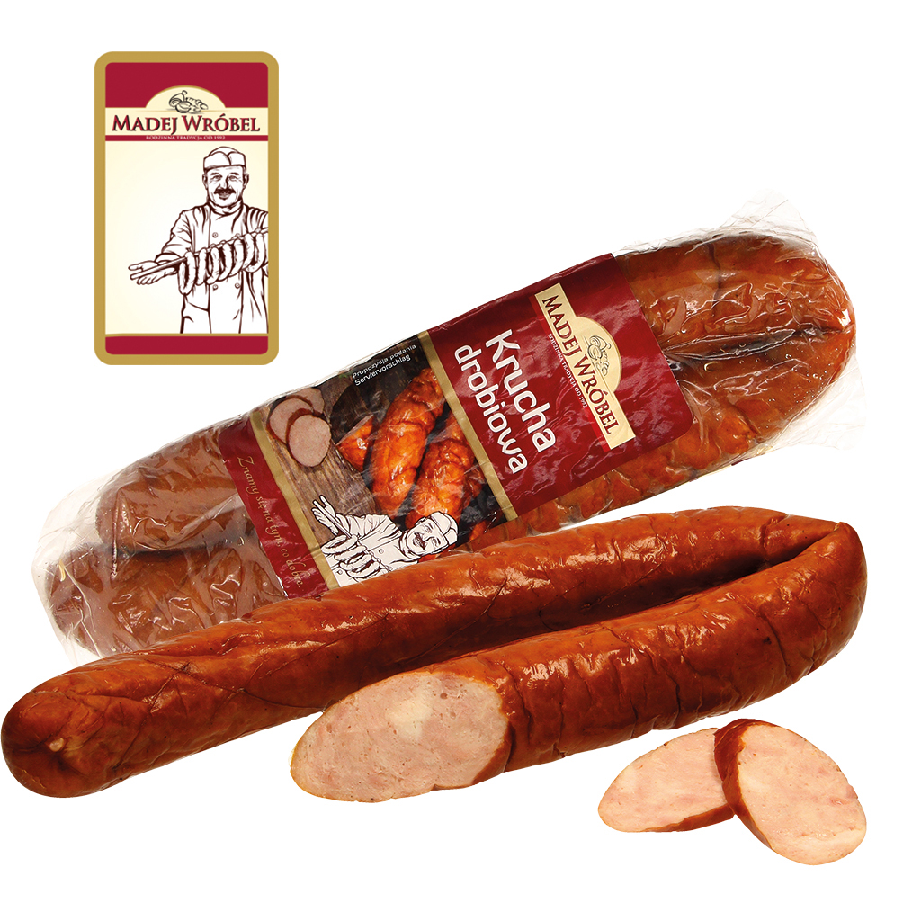 Вареная колбаса из мяса домашней птицы.