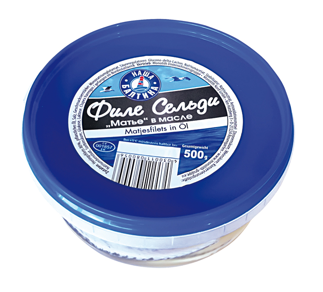 Haringfilets (Clupea harengus) in olie.