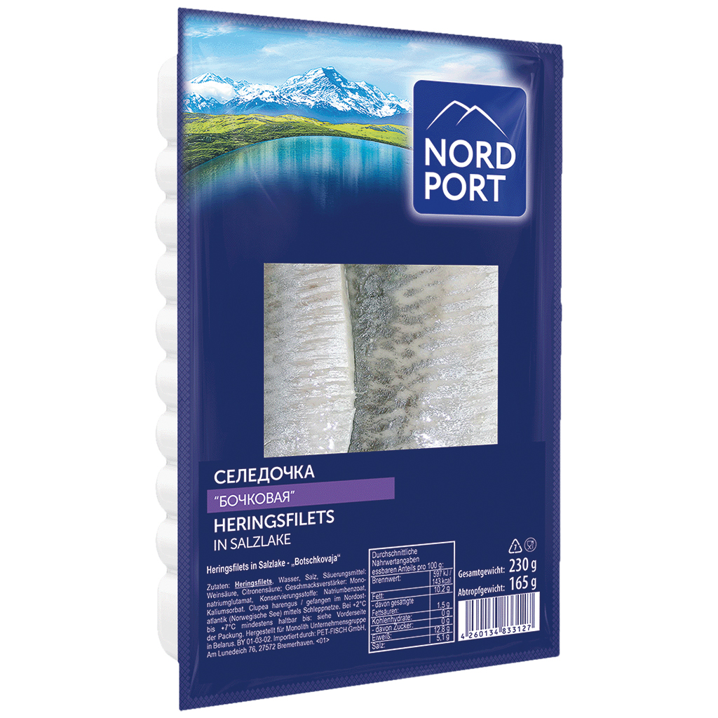 Haringfilets (Clupea harengus) "Botschkovaja" in zoutwater