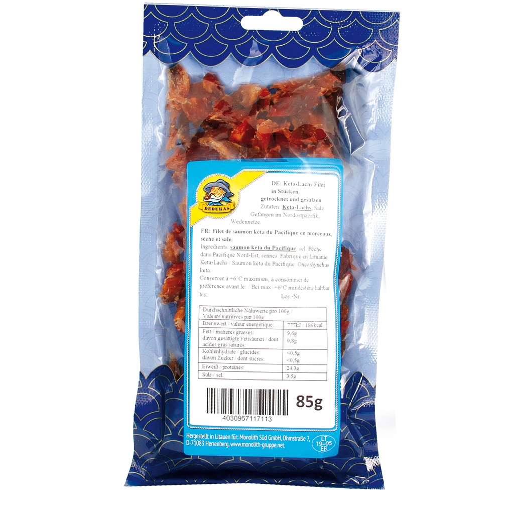 Кусочки кеты-филе (Oncorhynchus keta) вяленые и соленые