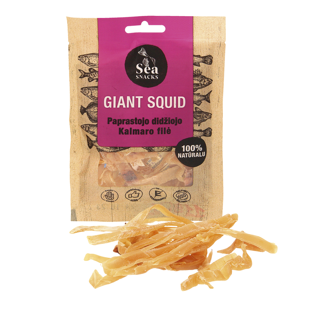 Кусочки кальмара (Dosidicus Gigas), сушеные и соленые.