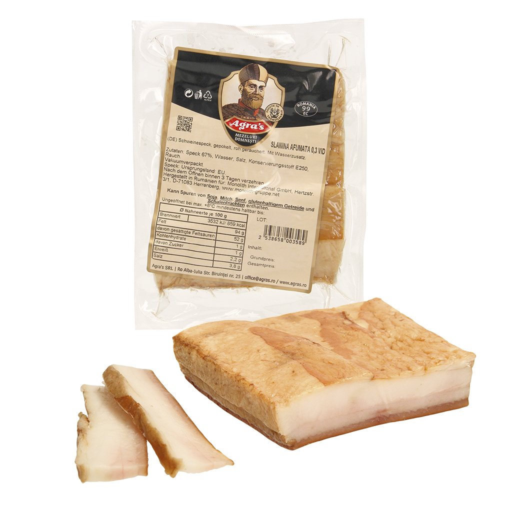 Сало сыро-копчёное "Slanina afumata"