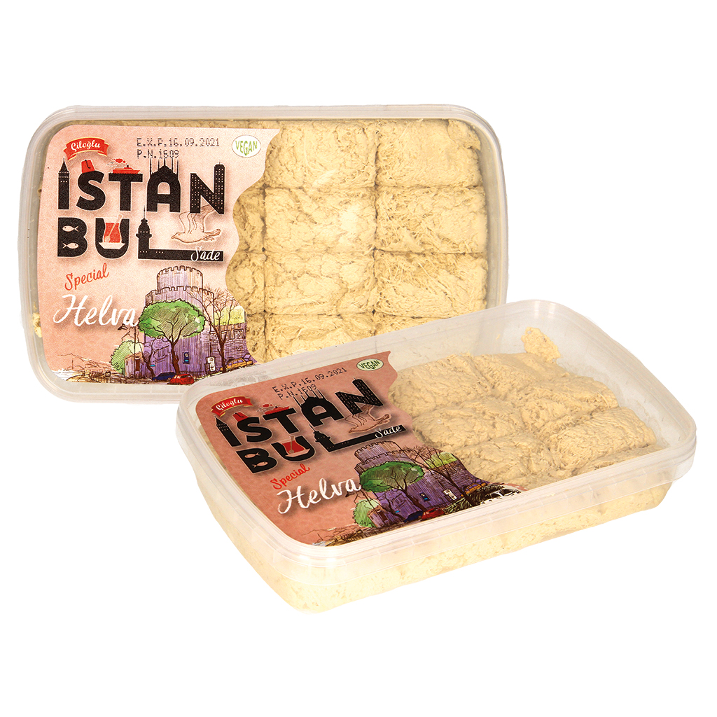 Helva - puur, gemaakt van sesampasta en suiker, kleine vierk