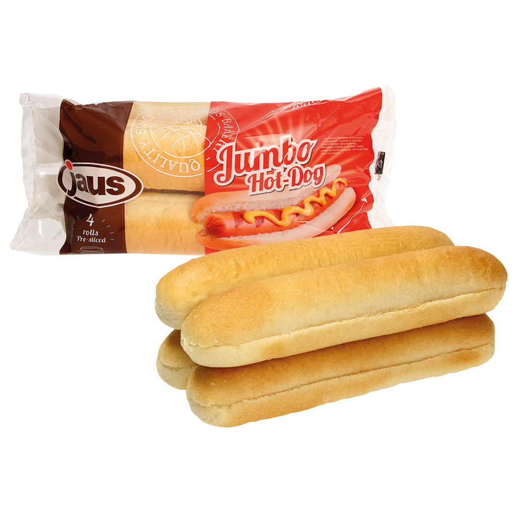 Tarwesoftbroodjes "Jumbo Hot Dog" (gistgebak)