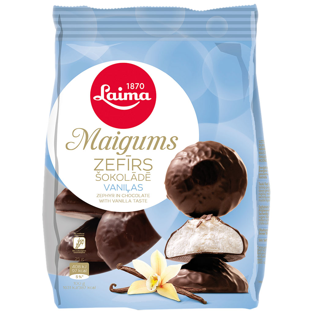 Schuimzuiker gebak ""Sefir"" met vanillesmaak in chocoladegl