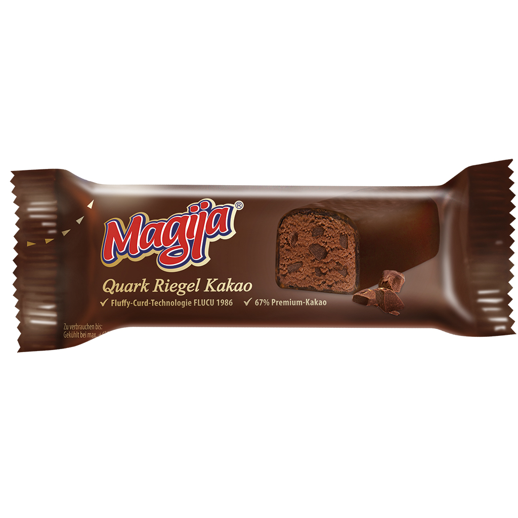Frischkaasbereiding met stukjes chocolade omhuld met cacaohoudende vetglazuur