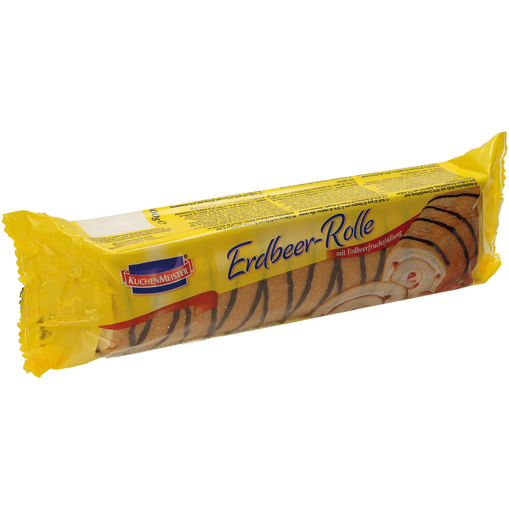 Gecorrigeerde cake-rol met 20% roomvulling en 20% aardbeivul