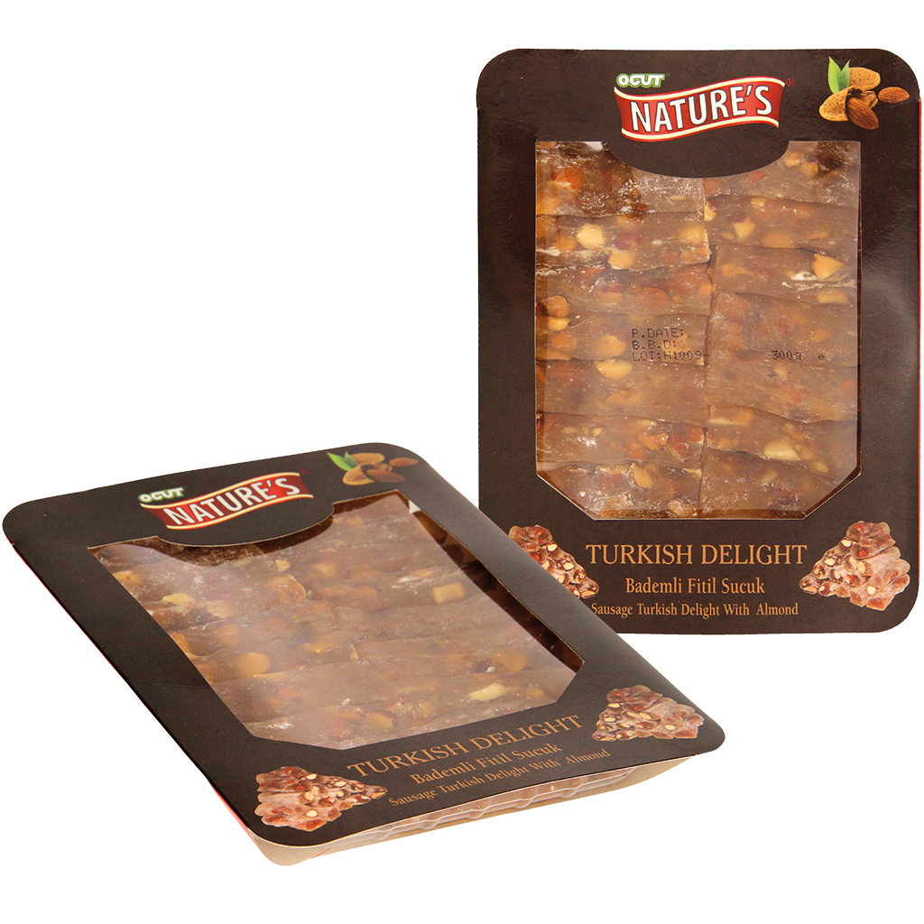 Turkse gelei suikergoed specialiteit ""Lokum"" met amandelen