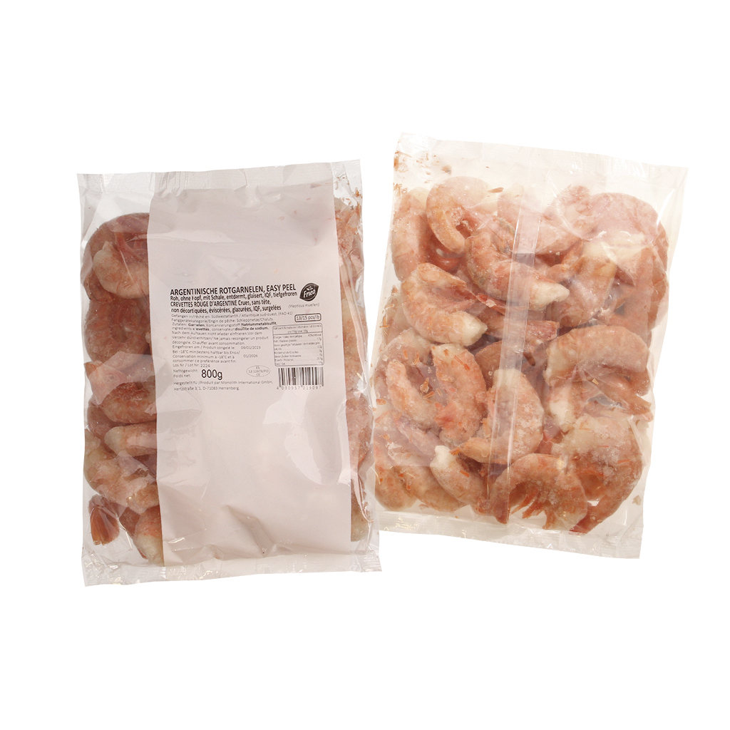 Аргентинские красные креветки, сырые, не очищенные, без голо