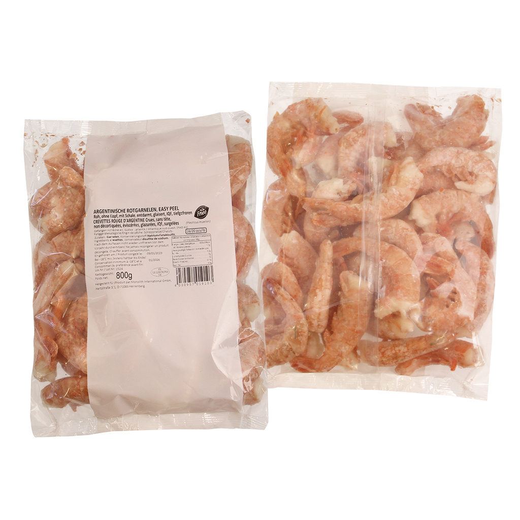 Аргентинские красные креветки, сырые, не очищенные, без голо