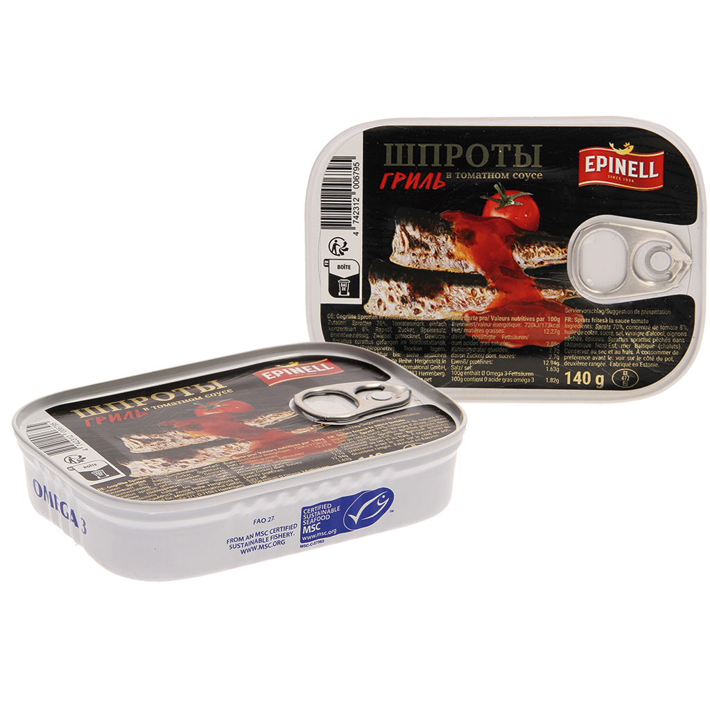 Gegrilde sprotten in tomatensaus