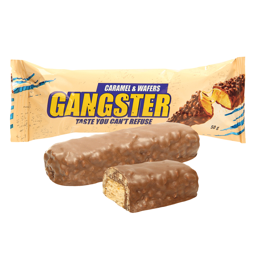 Вафельный батончик с 40% карамели и 10% крема со вкусом вани