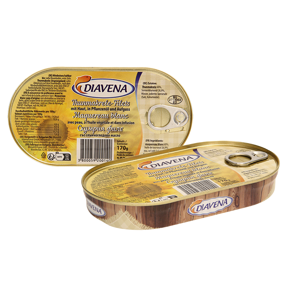 Филе скумбрии с кожей, в растительном маслe и маринаде