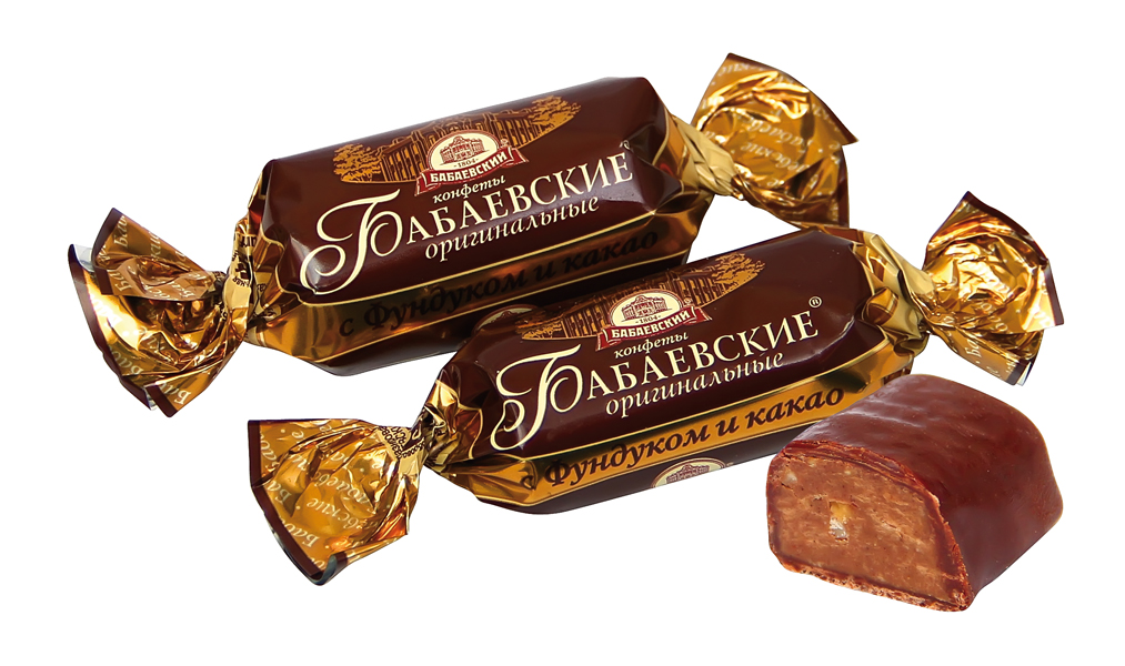 Pinda snoep "Babaevskie Originalnye" met hazelnoten 3% in cacaovetglazuur