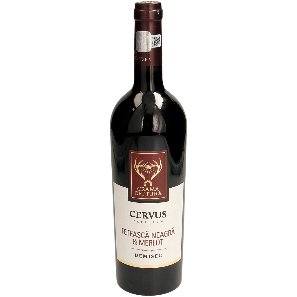 ""Cervus Fetasca Neagra & Merlot Vin Rosu Demisec"" Wijn uit