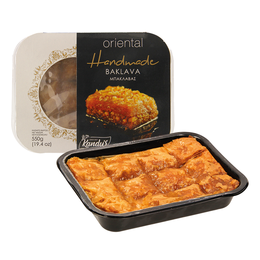 Греческая выпечка "Баклава" из теста фило с миндалем и хруст