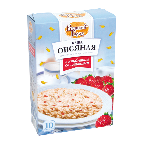 Havermoutpap met aardbeienstukjes