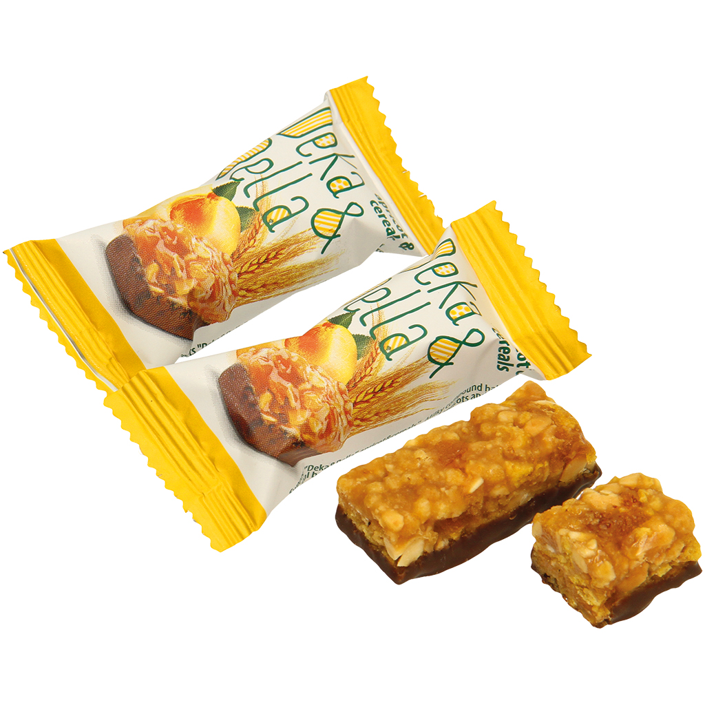 Krokante snoepjes "Deka&Della" met pinda's, abrikozenstukjes