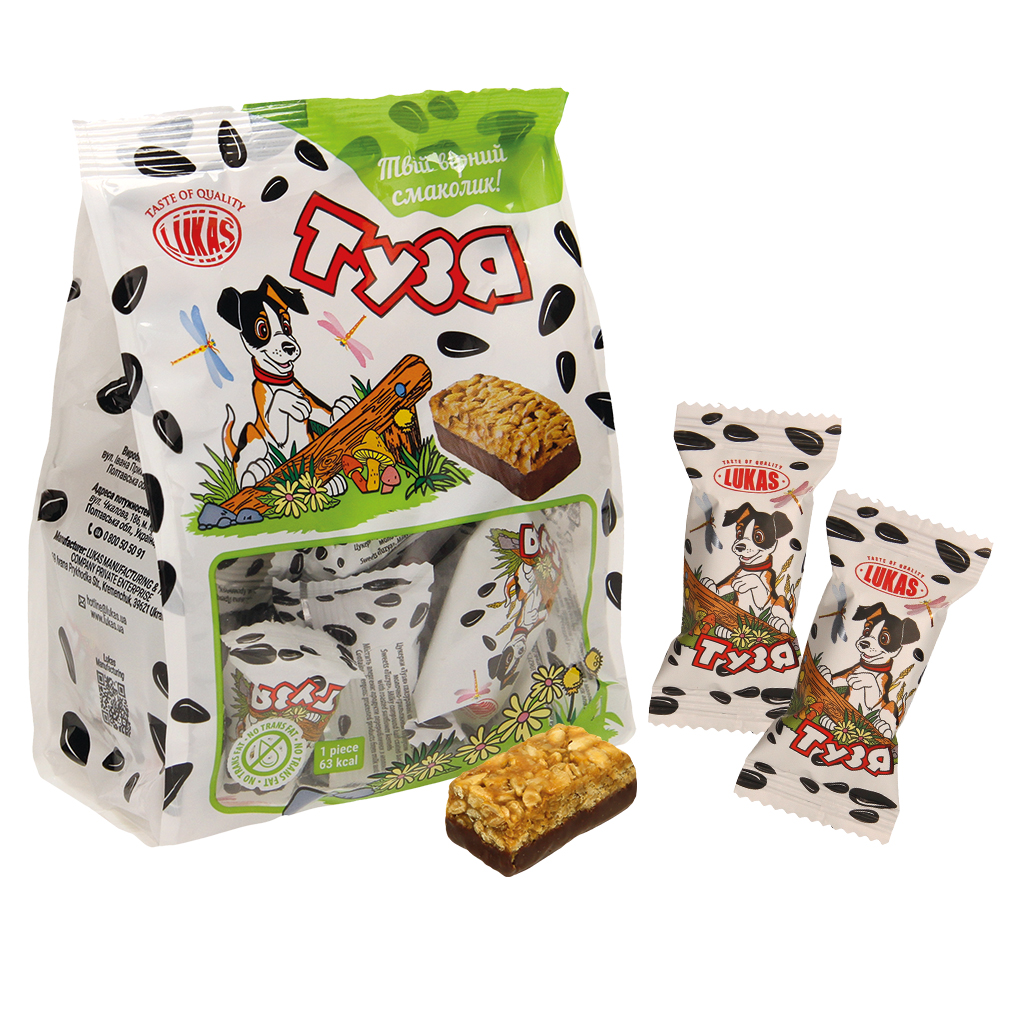 Zonnebloempitten-krokant gedeeltelijk in chocolade glasuur