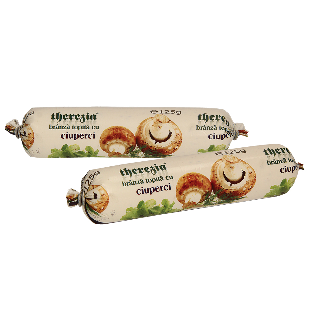 Roemeense gesmolten kaas bereid met 1% champignons en kruide