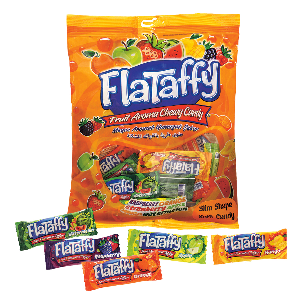 Flataffy - Смесь жевательных конфет со вкусом фруктов (малин