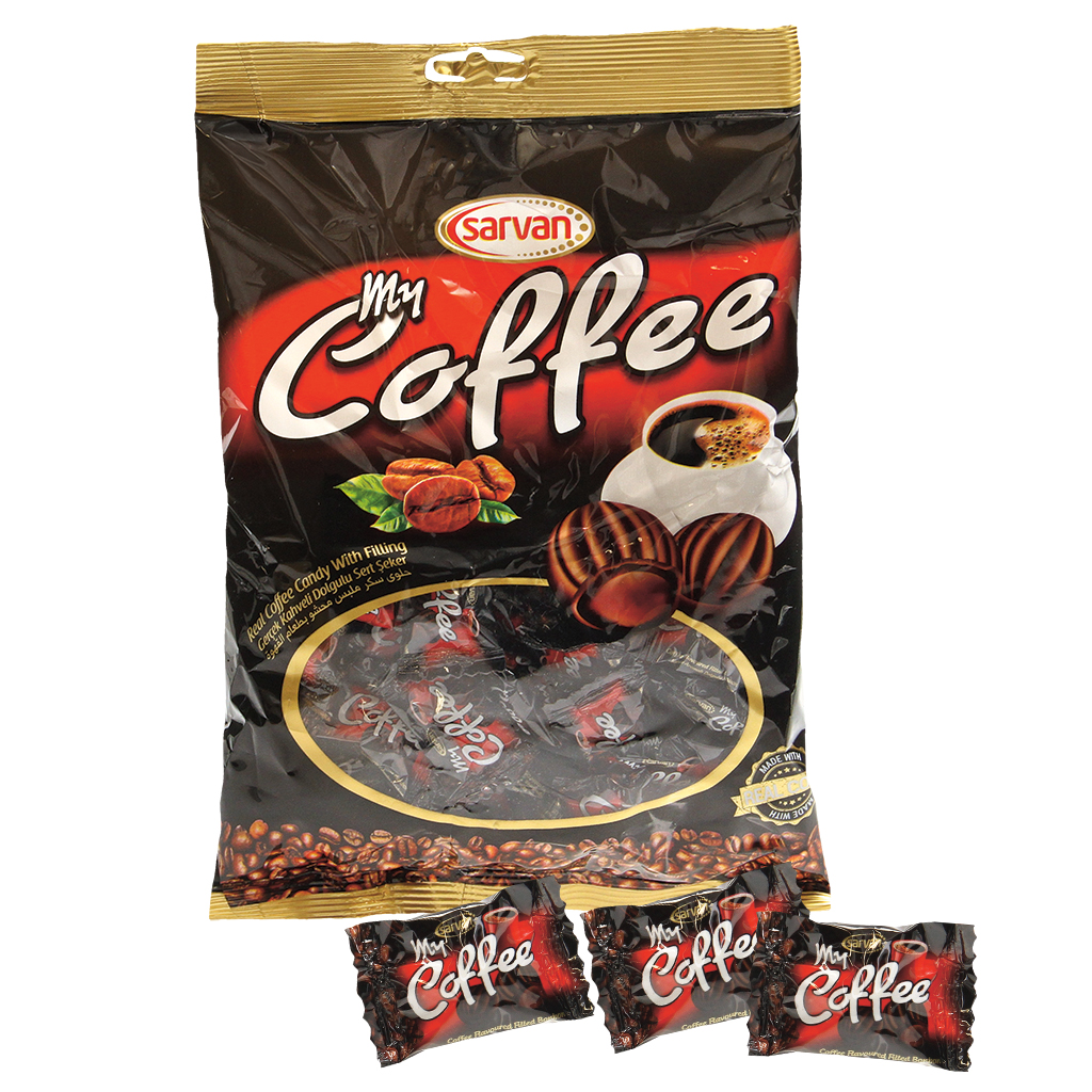 "My coffee" gevulde harde karamel met koffiesmaak.