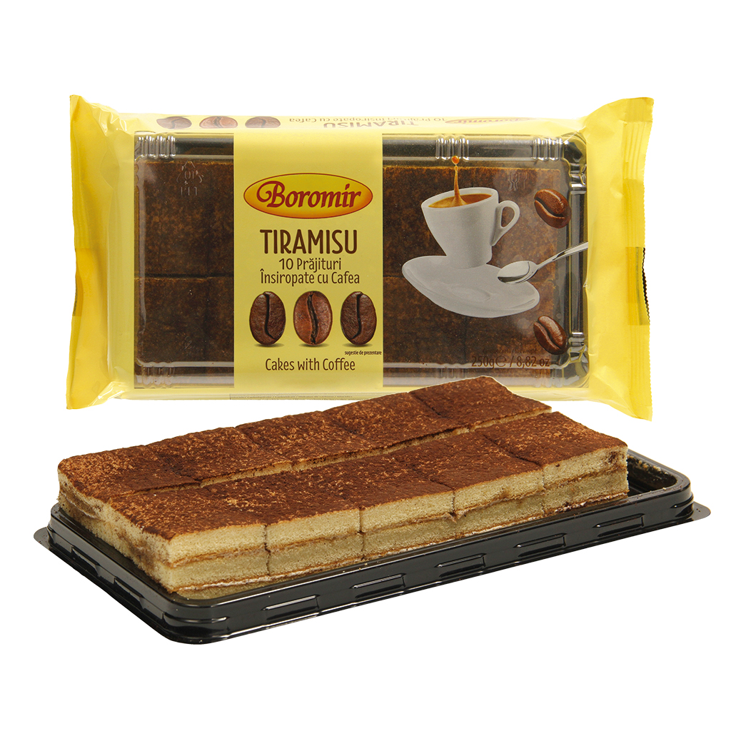 Tортики с 30% кремом со вкусом тирамису, украшенные какао-по