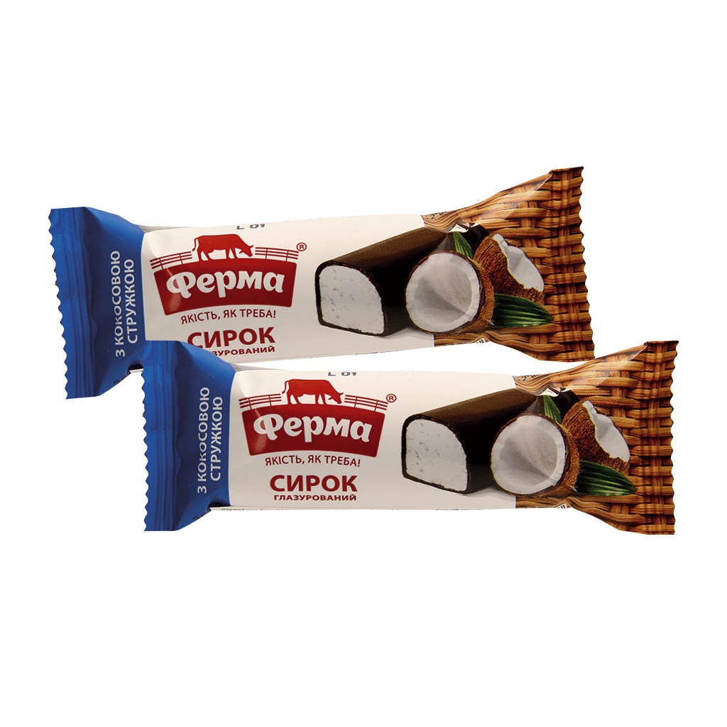 Reep op basis van roomkaas met kokossmaak in een chocoladeglazuur, diepgevroren