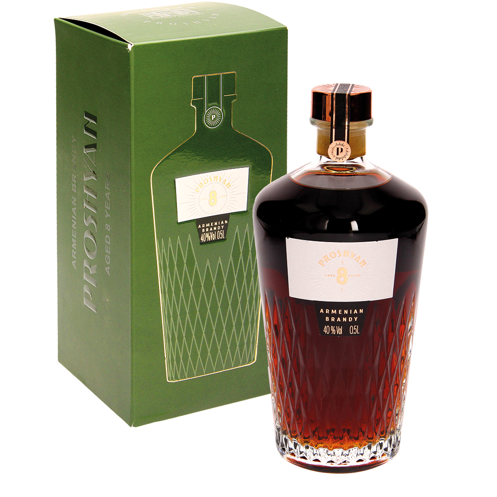 Armeense brandy "Proshyan" in geschenkdoos 8 jaar 40% vol.
