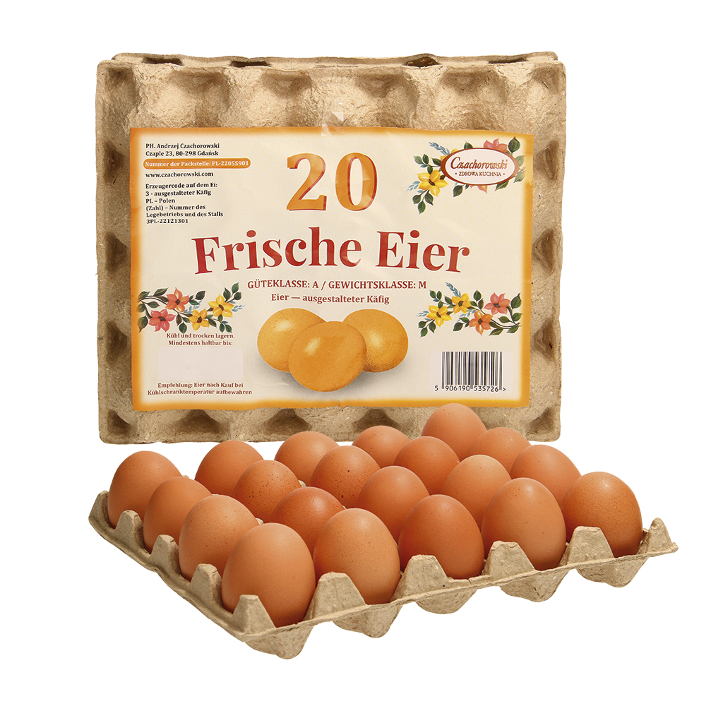 Verse eieren - uitgerust met een kooi van 20 st.