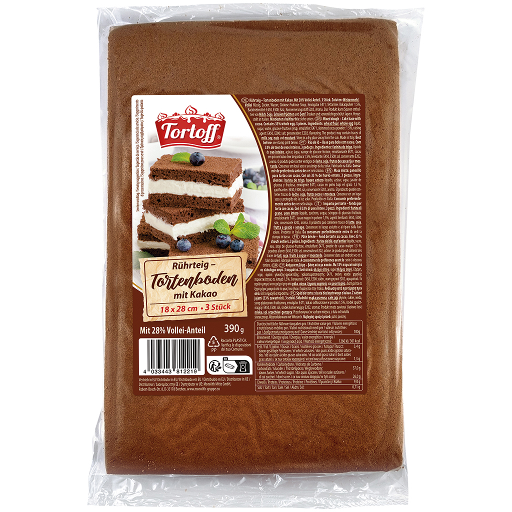 "TORTOFF" Коржи с какао для торта,3x18х28см