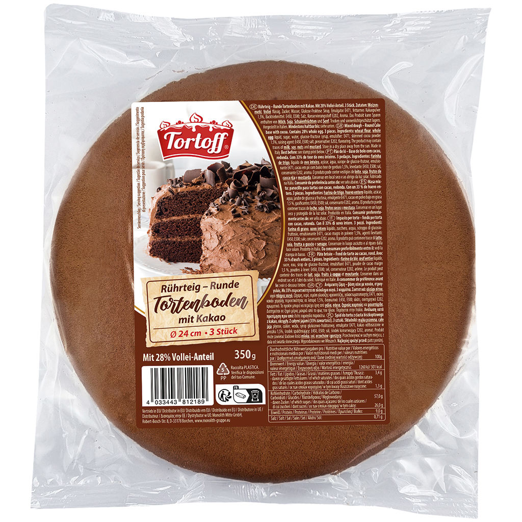 "TORTOFF" Beslag - Ronde taartbodem met cacao, diameter 24 c