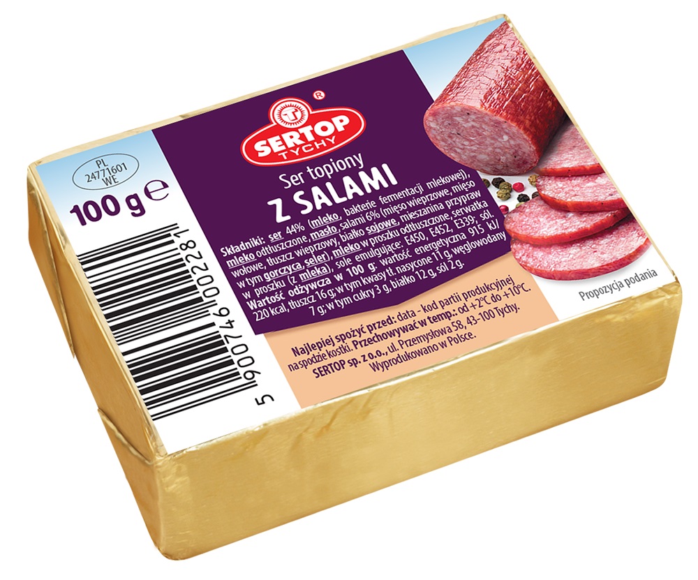 Sertop gesmolten kaas met salami