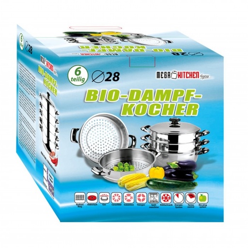 BIO stoomkoker met roestvrijstalen deksel "Mantowarka" 28cm