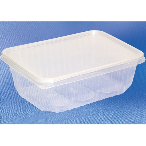 Delicatessen beker + deksel 1000ml, vierkant, transparant