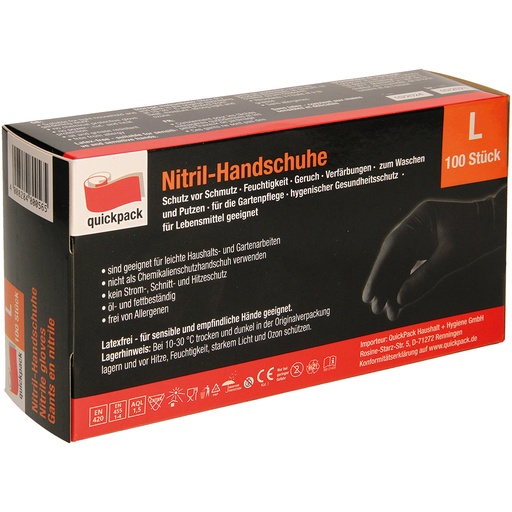 Nitrilhandschoenen zwart maat L, 100st.