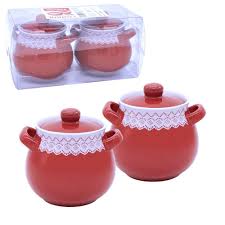Set keramische potten RODINA rood, 2 stuks 0,65l
