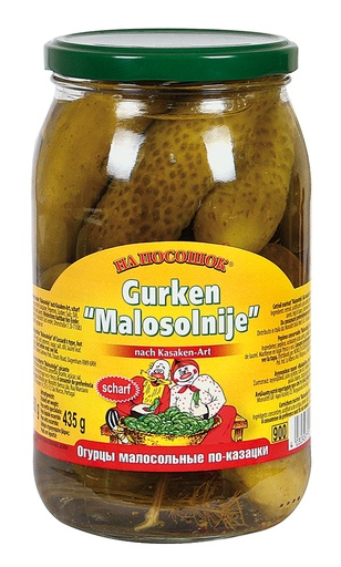 Ingelegde komkommers "Malosolnije" in Kazachse stijl, pittig