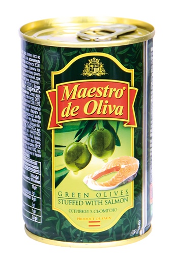 Groene olijven met zalm