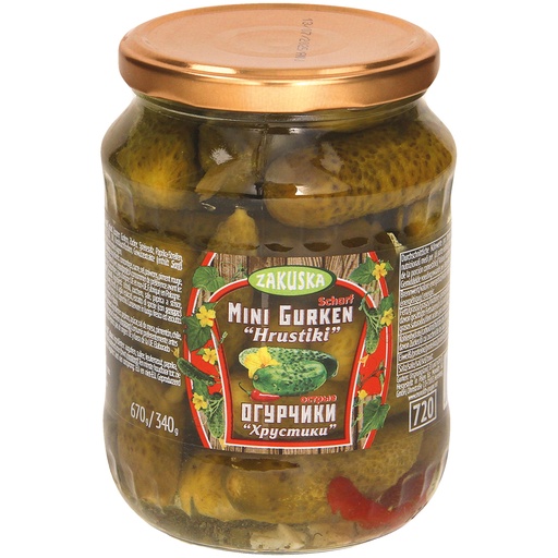 Ingelegde mini-komkommers "Hrustiki" pikant