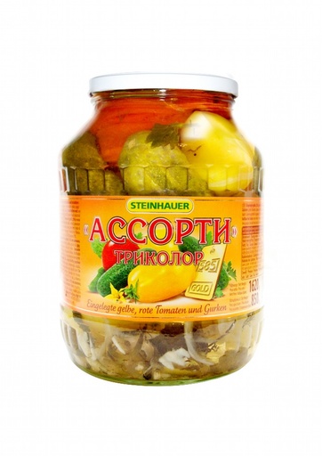"Ассорти Триколор" жёлтые и красные помидоры и огурцы